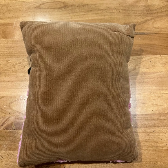 Black Cat Plush Tucked in Pink and Brown Bed Blanket - Picture 2 of 4